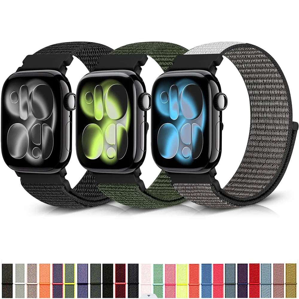 Nylon Loop for Apple Watch Band S11 46mm 40mm 44mm 45mm 42mm 41mm 49mm Smart Belt Bracelet for IWatch 11/10/9/8/7/6/SE/5/4 Strap