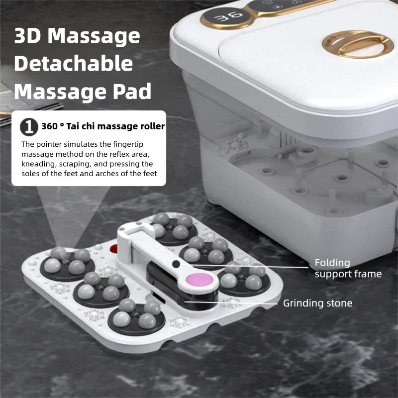 Electric Foot Spa Bath Massager with Touch Screen Controller Warm Heated Automatic Roller Foot Wash Fatigue Relief Foldable Gift