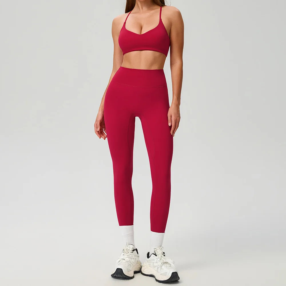 Fitness Suit 2PCS Women Tracksuit Sports Zipper Long Sleeve Yoga Set Gym Clothes Flared Pants Sportswear Female Workout Clothes