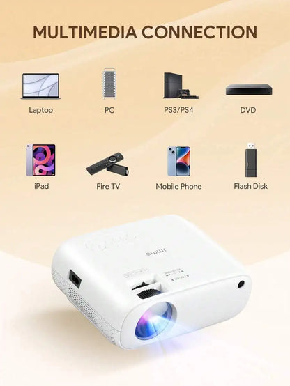 Projector, wireless Wi-Fi projector, full HD 1080P portable projector, suitable for movie projection on iOS/Android phones/tablets/laptops/PCs/USB drives/DVDs