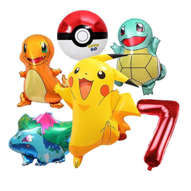 Pikachu Cartoon Balloon Garland Kit Lightning Foil Balloons Kids Birthday Party Supplies