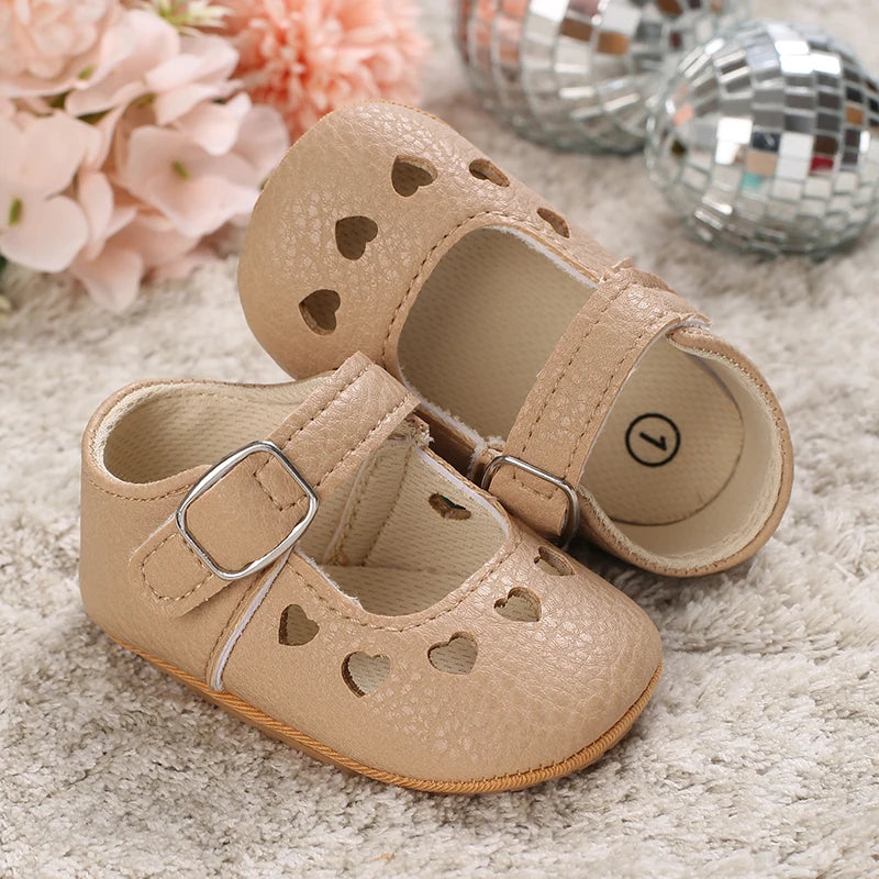 Breathable Newborn Baby Shoes Baby Boy Girl Shoes Girl Classic Bowknot Rubber Sole Anti-slip PU  Toddler Shoes First Walker