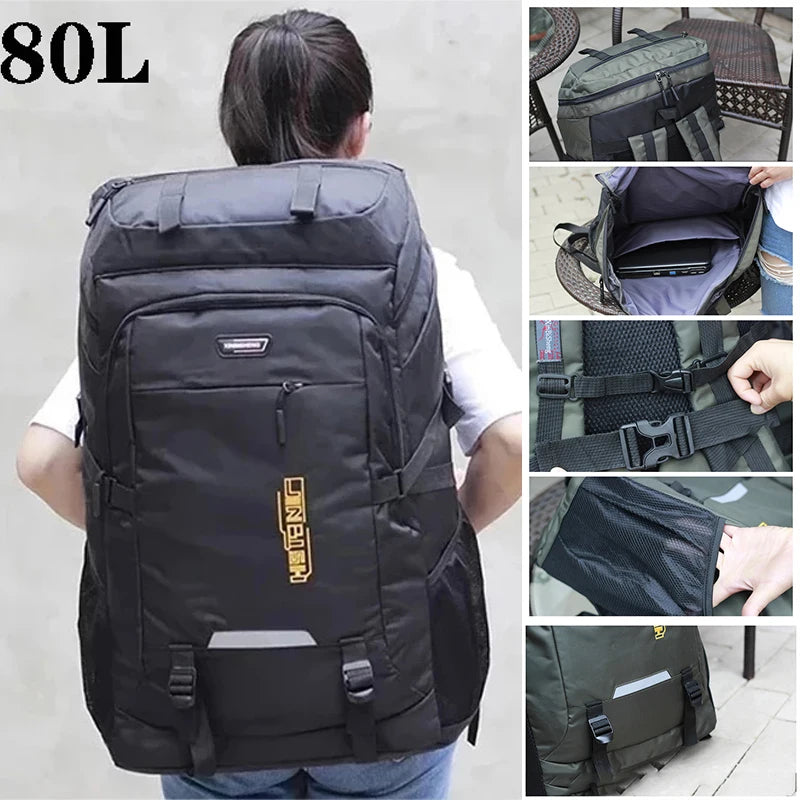 80L 50L Men's Outdoor Backpack Climbing Travel Rucksack Sports Camping Hiking Backpack School Bag Pack For Male Female Women