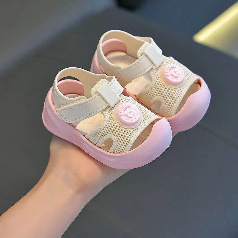 1-3 Years Baby Sandals Summer Shoes Infant Outwear First Walkers Little Toddler Boys Girls Close-toed Sandals Pink, Green