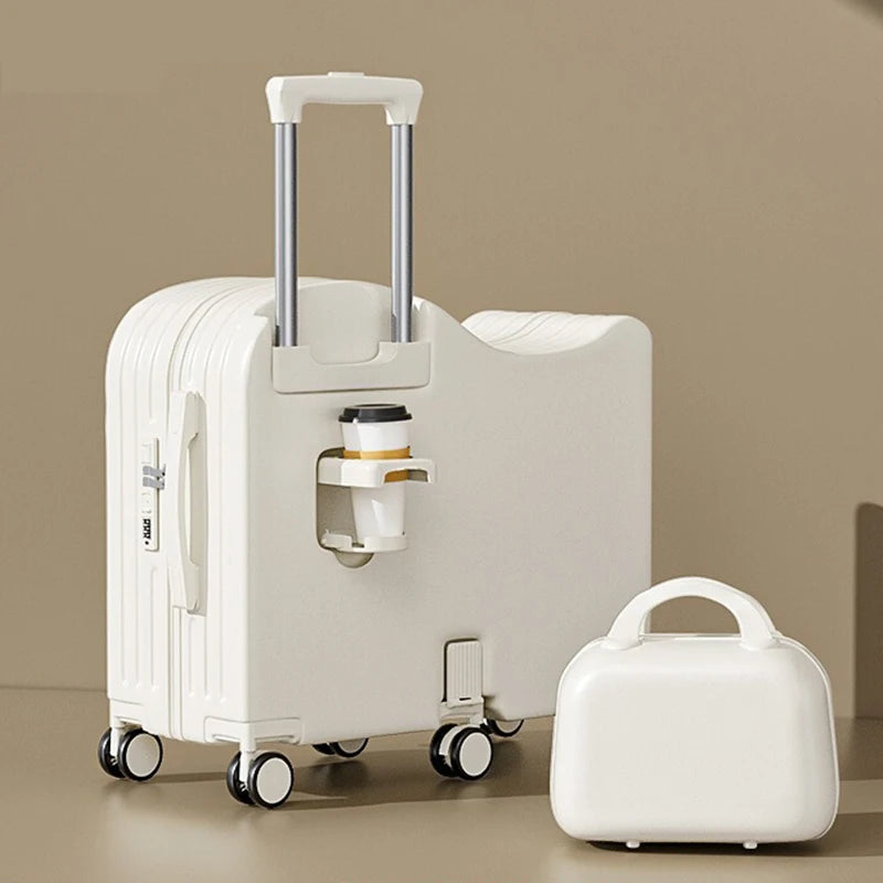 Children's Luggage Can Sit Ride Suitcase Six Wheel Luggage Set Luggage with Cup Holder Travel Suitcase
