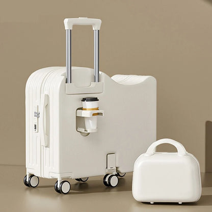 Children's Luggage Can Sit Ride Suitcase Six Wheel Luggage Set Luggage with Cup Holder Travel Suitcase