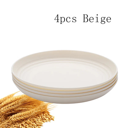 4/16pcs Plastic Plates (9 Inches in Diameter) Are Reusable and Suitable for Home Kitchens for Snacks, Desserts