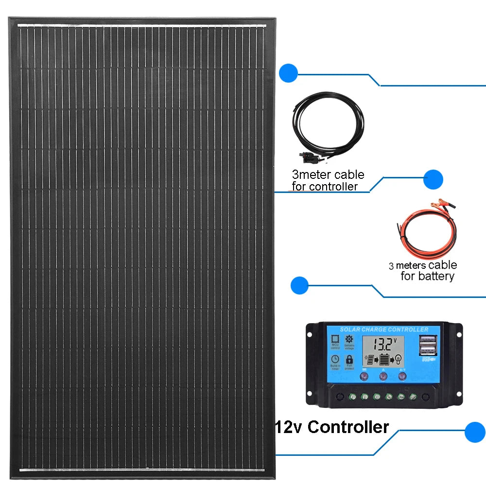 Lightweight 18V 200W 400W Solar Panel Battery Charger Solar Panels Power Generator Photovoltaic Camping Equipment Accessories