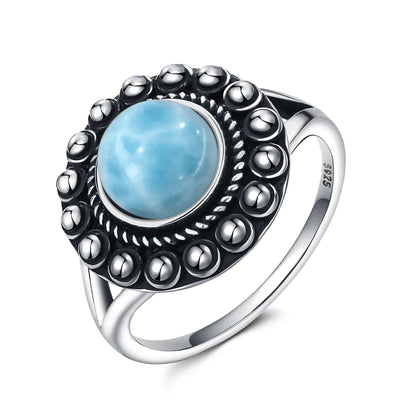 Original Certified 925 Silver Rings Larimar Natural Blue Stone 8*10MM oval shape twist Rings Fine Jewelry Gifts for Women Men
