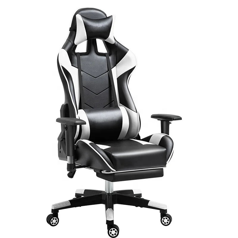 Black Red Gaming Chair with 180° Reclining Backrest Adjustable Height Ergonomic Office Computer Chair Retractable Footrest