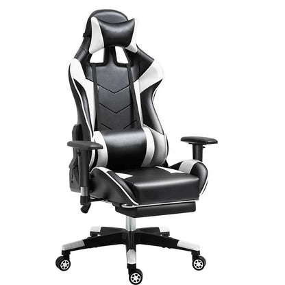 Black Red Gaming Chair with 180° Reclining Backrest Adjustable Height Ergonomic Office Computer Chair Retractable Footrest