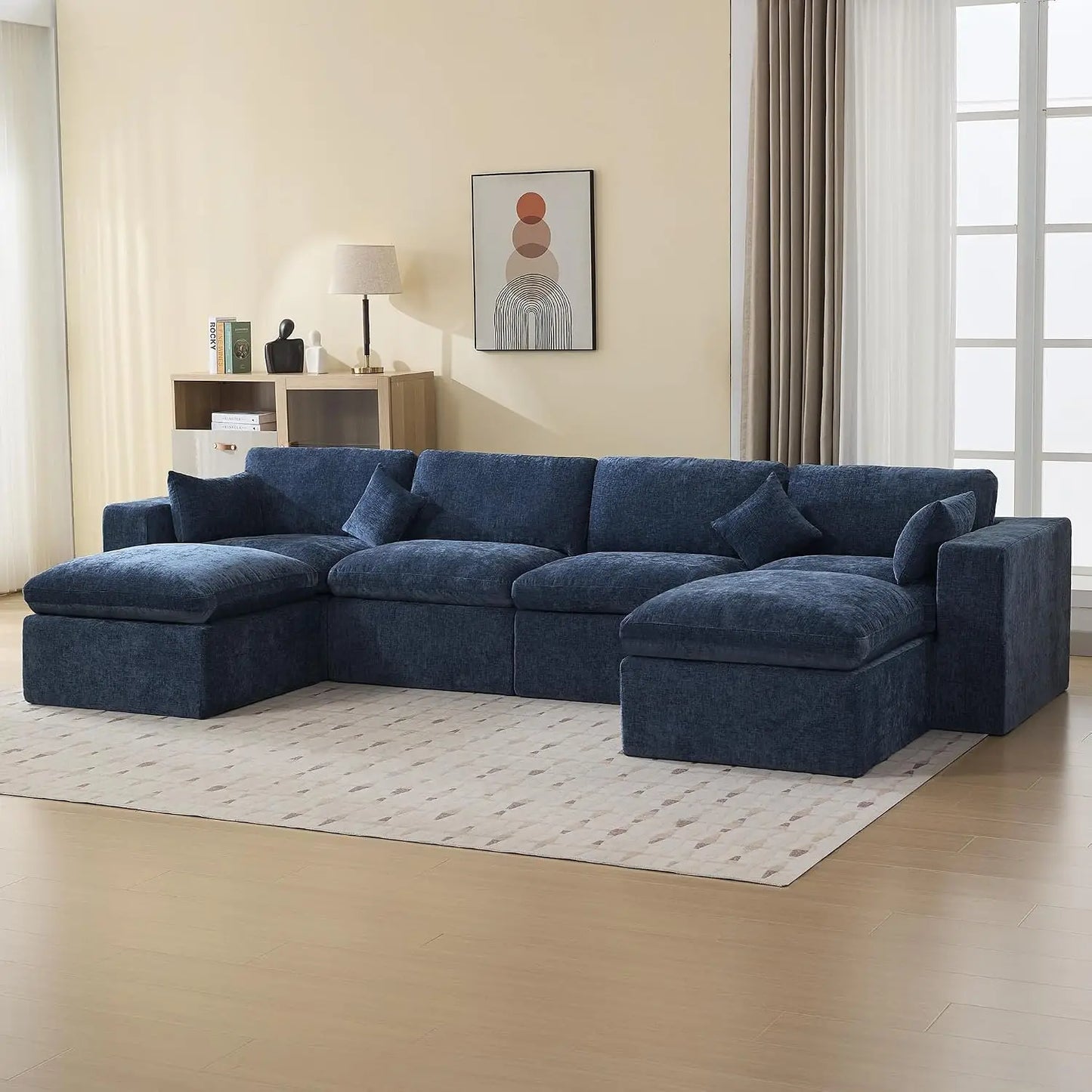 146''Cloud Boneless Sectional Couch, Modular Sectional Sofa Deep Seat with 2 Ottomans, Oversized Upholstered, Customized