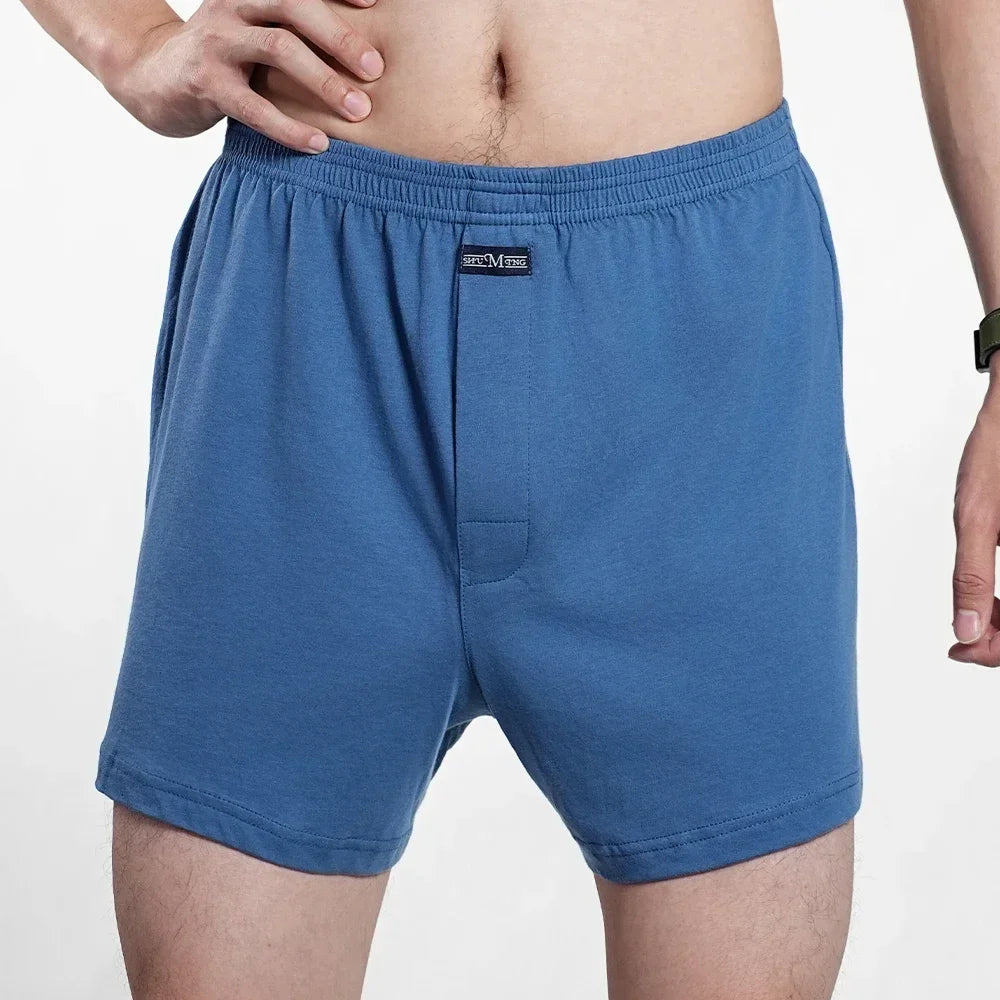 Men's Pure Cotton Boxer Shorts Underwear High Waist Big Underpants Casual Plaid Plus Size Aro Pants Pajama Bottoms at Home M-3XL