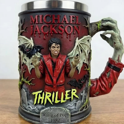 Unique Spark Plug Michael Jackson 3D Resin Mug Stainless Steel Inner Liner Creative Collectible Coffee Cup Home Drinkware Gift