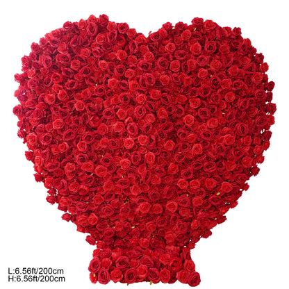 Angela Flower Red Rose Creative Love Heart Floral Wall Cloth Base Flower Arrangement Wedding Backdrop Frame Proposal Decor A7699