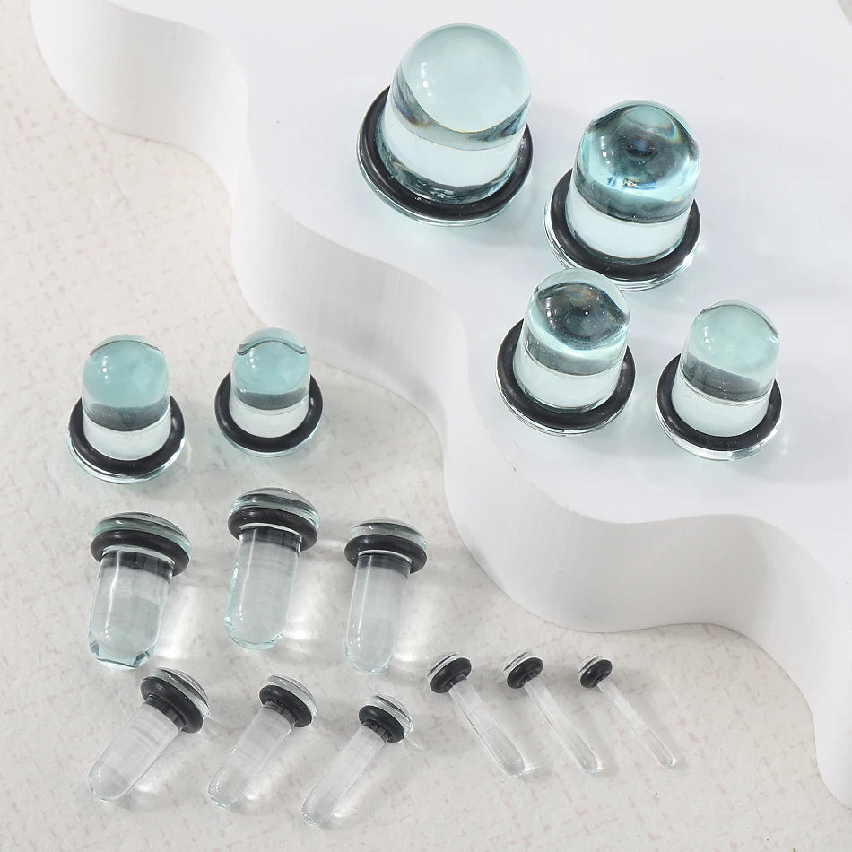 2pcs Glass Ear Gauges Stretching Kit Short Taper Expander 1.6-16mm