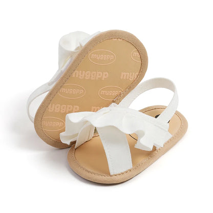 Citgeett Summer Infant Baby Girl Sandals Cute Ruffle Flats Non-Slip Soft Sole First Walkers