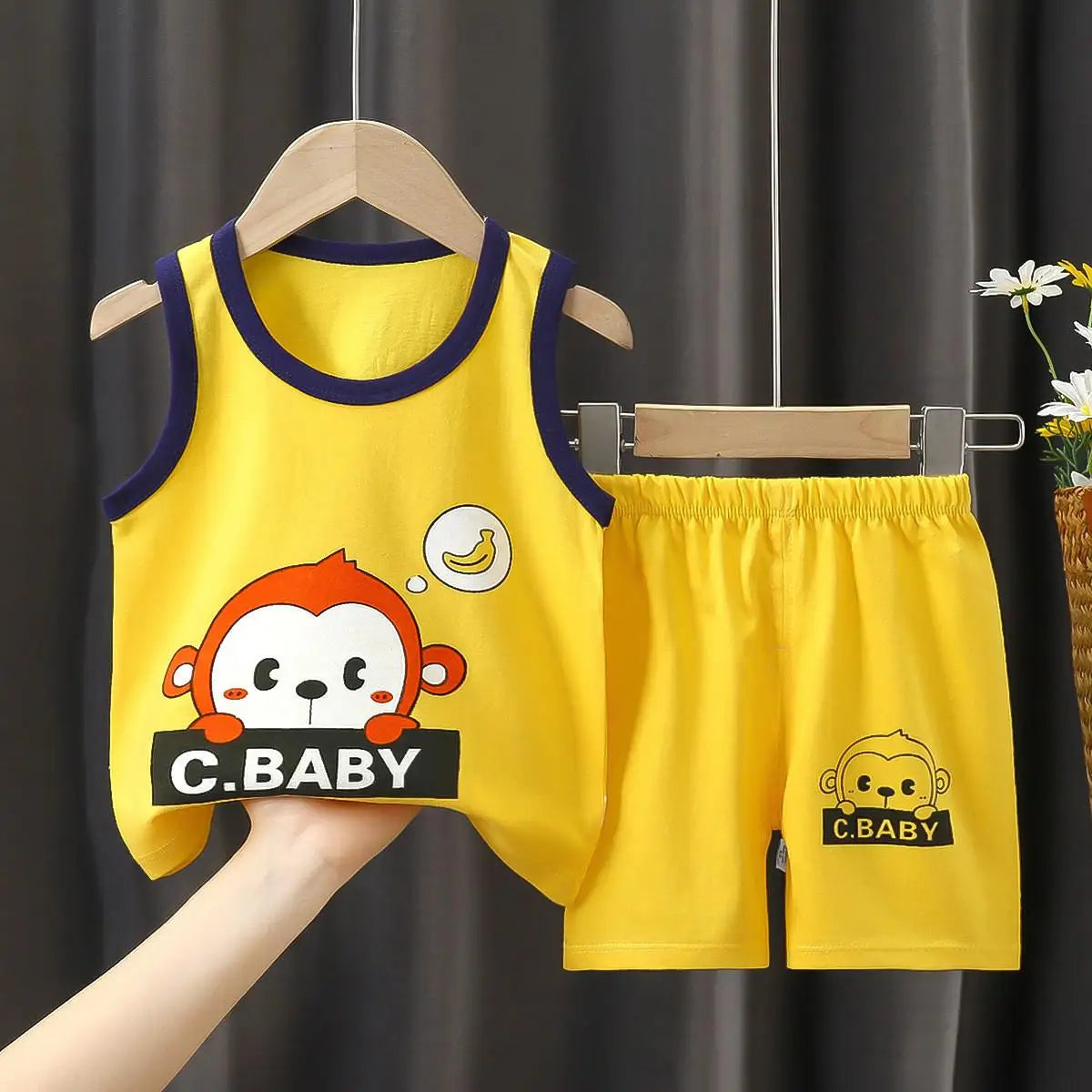 Summer Children's Vest Set Pure Cotton Baby Sleeveless Vest 2-piece Clothes Boy's Clothing Set Baby Toddler Clothing For Boy