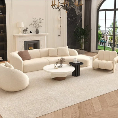 for Nordic Fabric Sofa Living Room Home Light Luxury Curved Large Sofa White Beauty Salon Hotel Lounge Sofa Chair