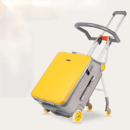 Children Travel Suitcase with Seat Design Kids Trolley Case Multifunctional Stroller Suitcase Can Sit and Ride Carry on Luggage