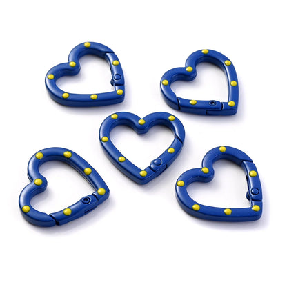 Heart-Shaped Lobster Clasp Connectors — Multicolor Metal Spring Clips