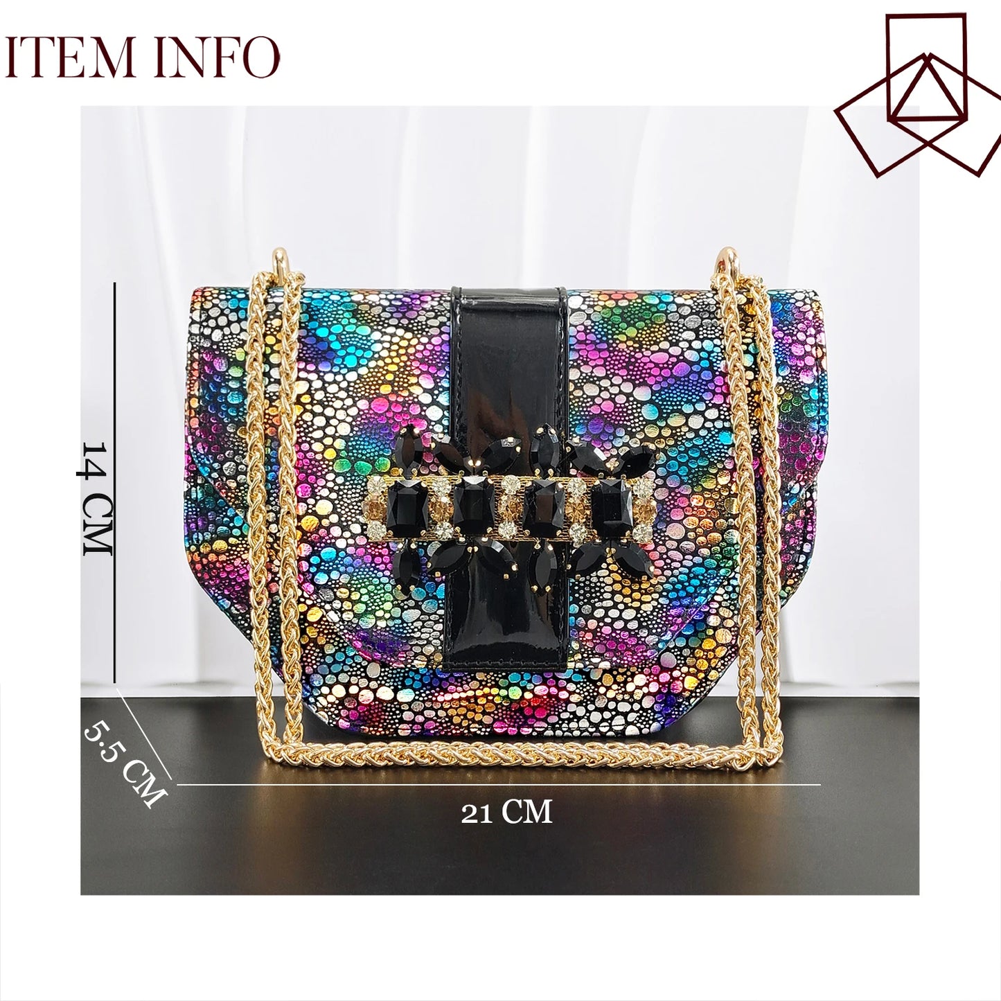 2026 New Elegant Italian Design Women's Black Heels with Rhinestones and Metal Decoration Shoes and Matching Bag Set for Party