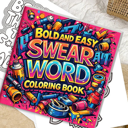 32 Pages Bold And Easy Swear Word Graffiti Coloring Book For Adults Stress Relief Anti-Anxiety Art Therapy Gift