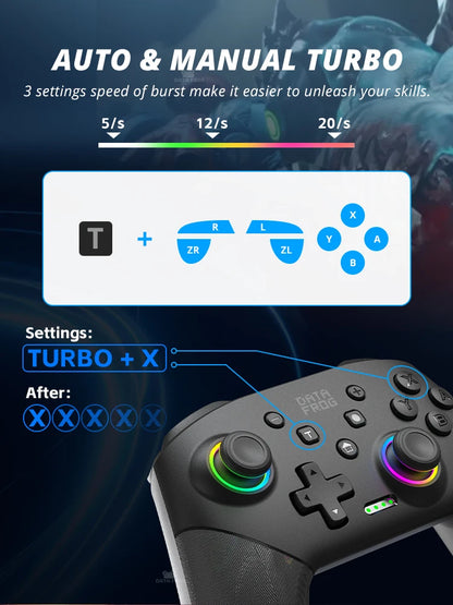 DATA FROG Wireless Game Controller For Switch / Lite / OLED Model PC Gaming Joystick Dual Vibration Turbo
