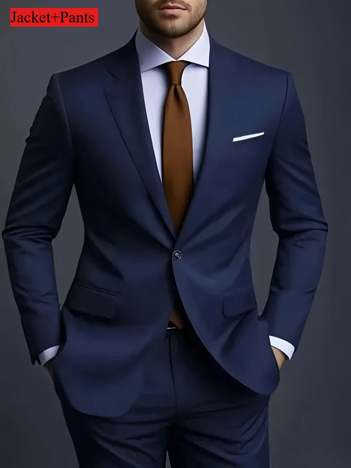 Elegant Men's Suit Sets- Slim Fit Tuxedo Set for Weddings & Formal Occasions, Black Suit