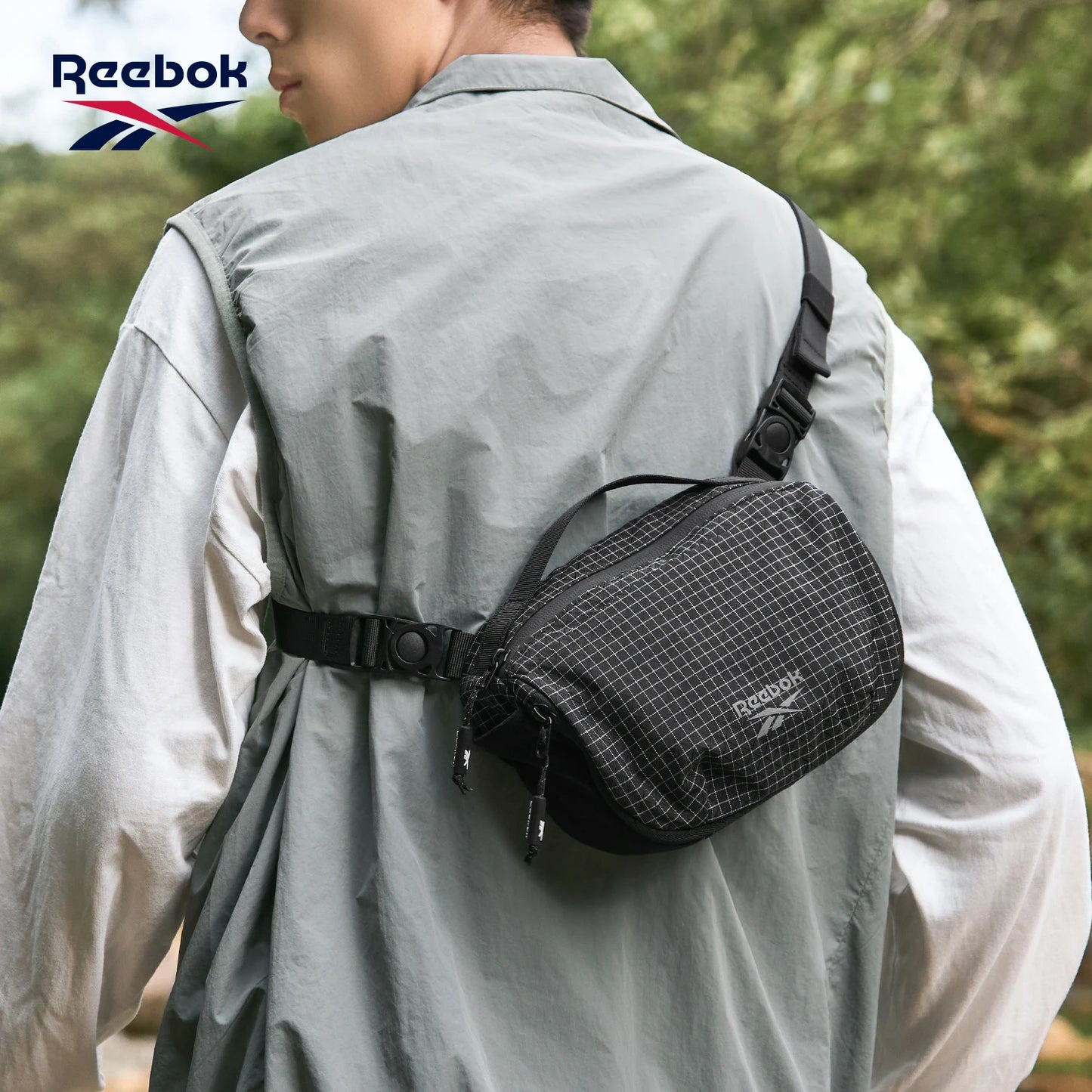 REEBOK Lightweight Umbrella Compartment Unisex Shoulder Bag Men Outdoor Sport Waterproof Casual Crossbody Messenger Phone Bag