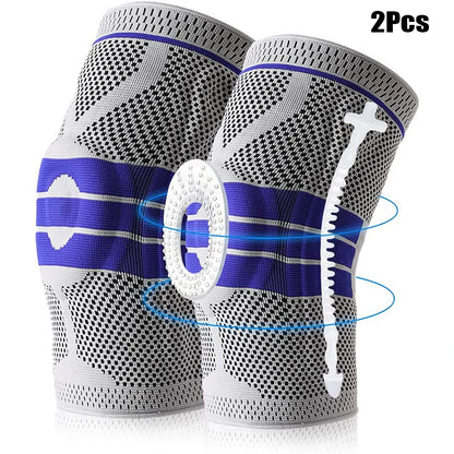 Silicone Padded Knee Pads Supports Brace Basketball Fitness Meniscus Patella Protection Kneepads Sports Safety Knee Sleeves