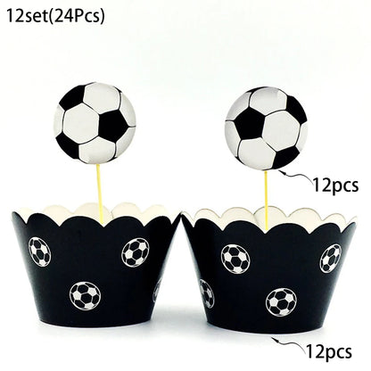 Soccer Ball Cake Topper Decorations Cupcakes Toppers Happy Birthday Sign Decor Football Theme Boy Girl Birthday Party Supplies