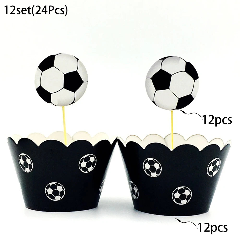 Soccer Ball Cake Topper Decorations Cupcakes Toppers Happy Birthday Sign Decor Football Theme Boy Girl Birthday Party Supplies