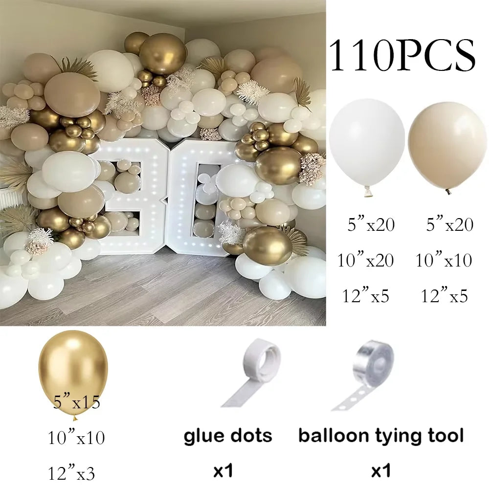 Metallic Gold White Balloons Garland 30th Birthday Party Decor Balloon Arch Kit Wedding Graduation Anniversary Decoration Globos