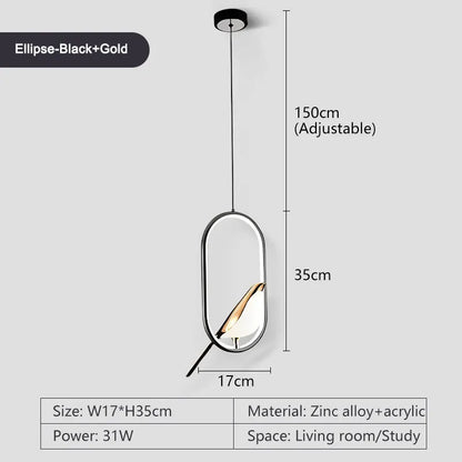 Rotatable Magpie Bird LED Pendant Light for Bedside Bedroom Indoor Gold Silver Hanging Lighting Chandelier Lamps Foyer AC85-265V