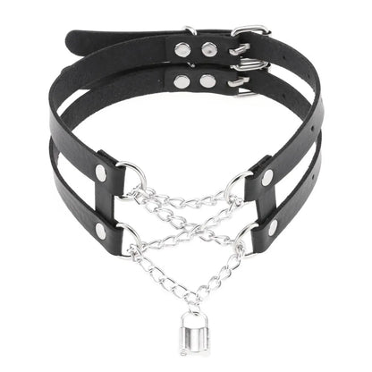 DIEZI Vintage Sweet Cool Hip Hop Rivet Choker Necklace Harajuku Gothic Club Black PU Leather Collar Torques Necklace Jewelry