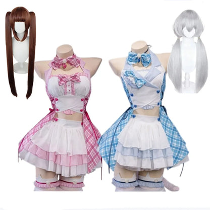 NEKOPARA Chocola Vanilla Cute Soft Girl Lolita Dress Cosplay Costume Full Set Women Anime Halloween Comic Con Carnival Outfit