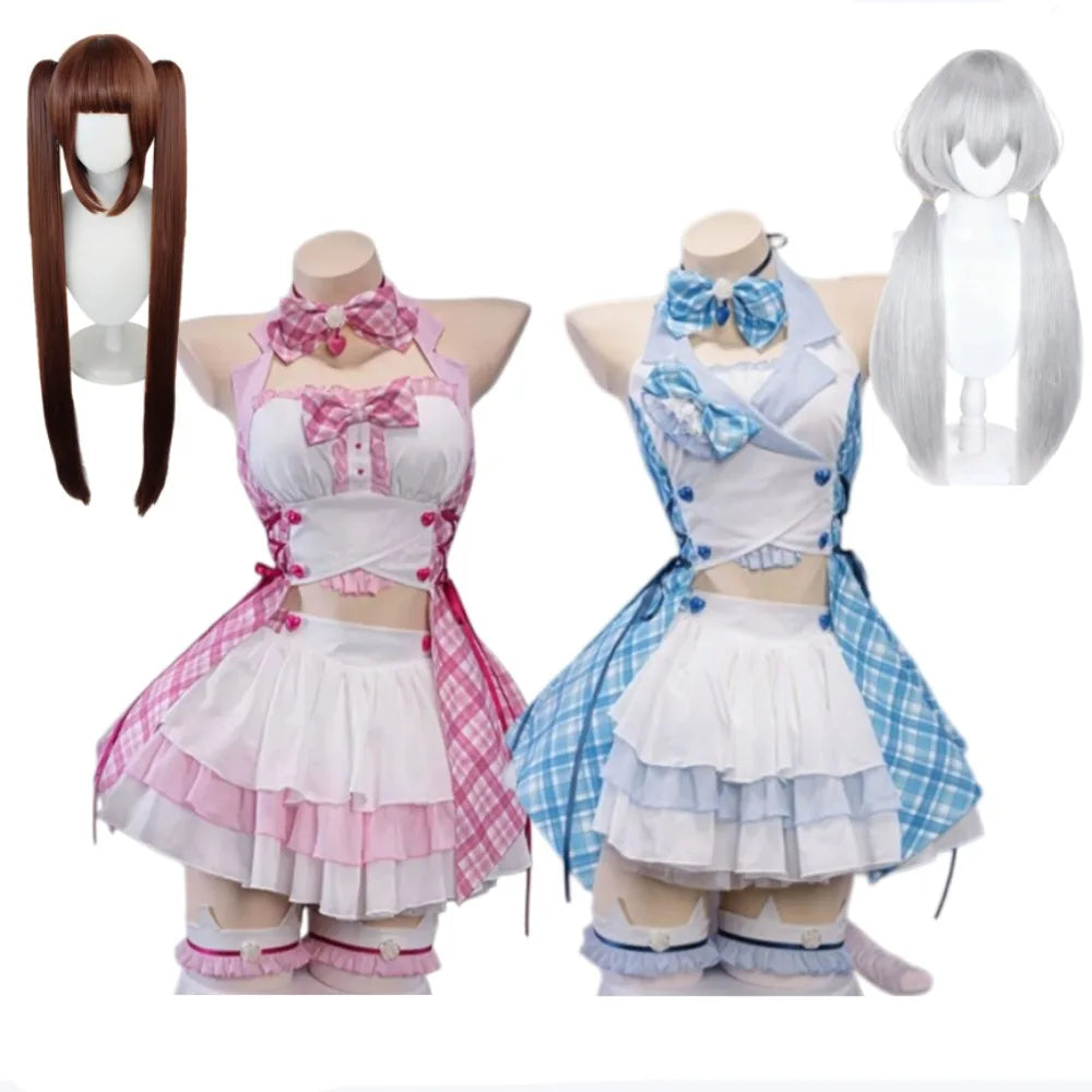 NEKOPARA Chocola Vanilla Cute Soft Girl Lolita Dress Cosplay Costume Full Set Women Anime Halloween Comic Con Carnival Outfit