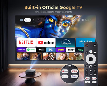 High Brightness 4k Android Projector 45000Lumens  Auto Focus WIFI 6 BT5.2 Dolby Home Movie Theater Google TV Smart Projectors