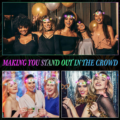 10-300pcs LED Flower Crowns Light Up Headbands Glowing Flower Crown Garland Glow in the Dark Headband for Wedding Party