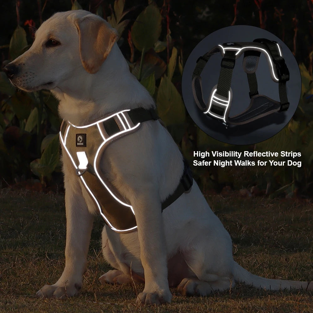 Tactical No-Pull Dog Harness Reflective Heavy Duty Oxford Cloth Waterproof Medium Large Breed Outdoor Walking Pet Vest Harness