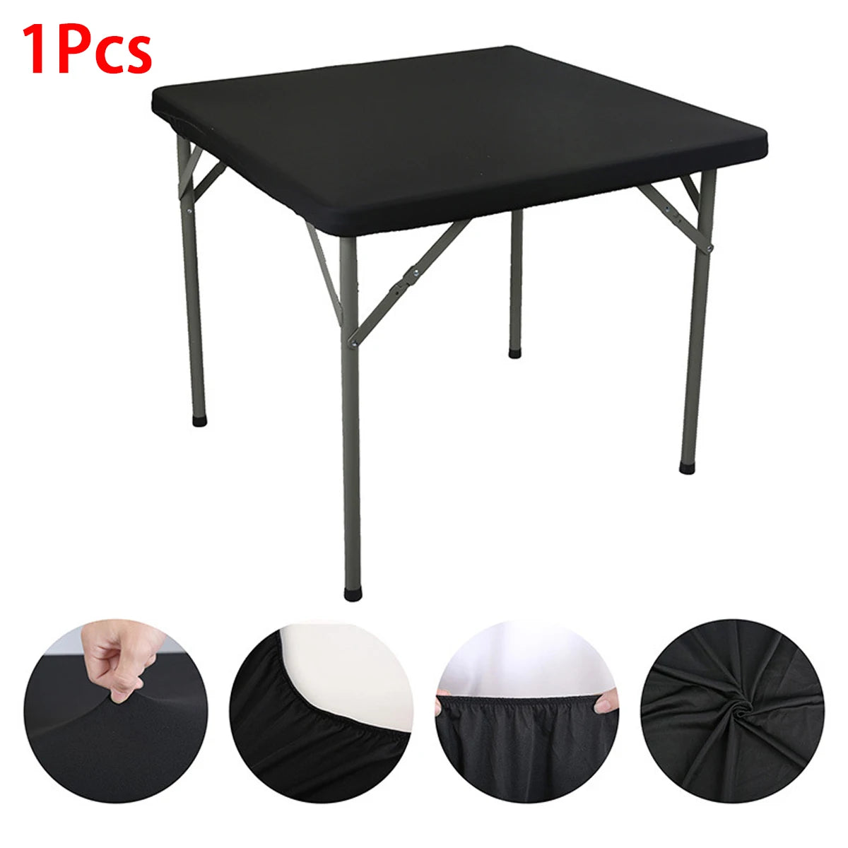1Pcs Stretchy Square Table Cover, Washable Tablecloth For Party Dining, Cocktails Table, Birthday Wedding Party Decorations