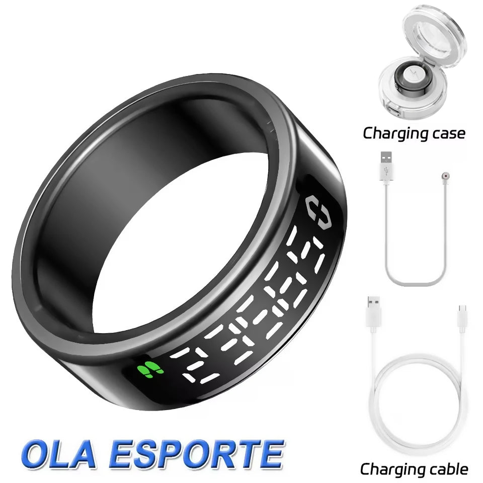 New Smart Ring R13 LED Display Screen Gesture Sweep Video Heart Rate Sleep Monitor 5ATM Waterproof Wireless Charging Rings HT30