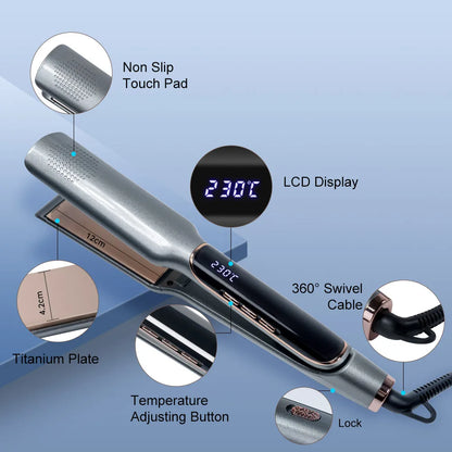 Ladies Ceramic Negative Ion Hair Straightener And Curler Multi-temperature Control Home Use Hair Styling Tool Dual-Purpose Iron