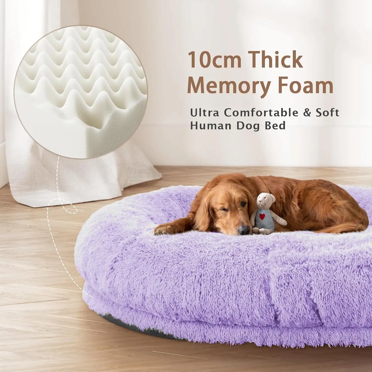 Human Dog Bed, 71''x45''x12'' Size Fits Adult and Pet Washable Giant People Bed 10 CM Thick Memory Foam Large Oversize, Custom
