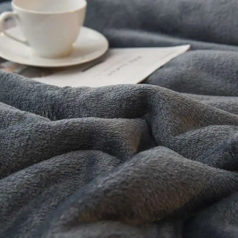 Double-Sided Wool Throw Blanket - White Dark Gray Warm Queen Duvet Cover For Winter, Ideal For Camping & Bedspreads