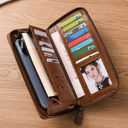 WERLLANDS Unisex Soft PU Rhombus Embossed Zipper Wallet Light Carry Daily Money Bag