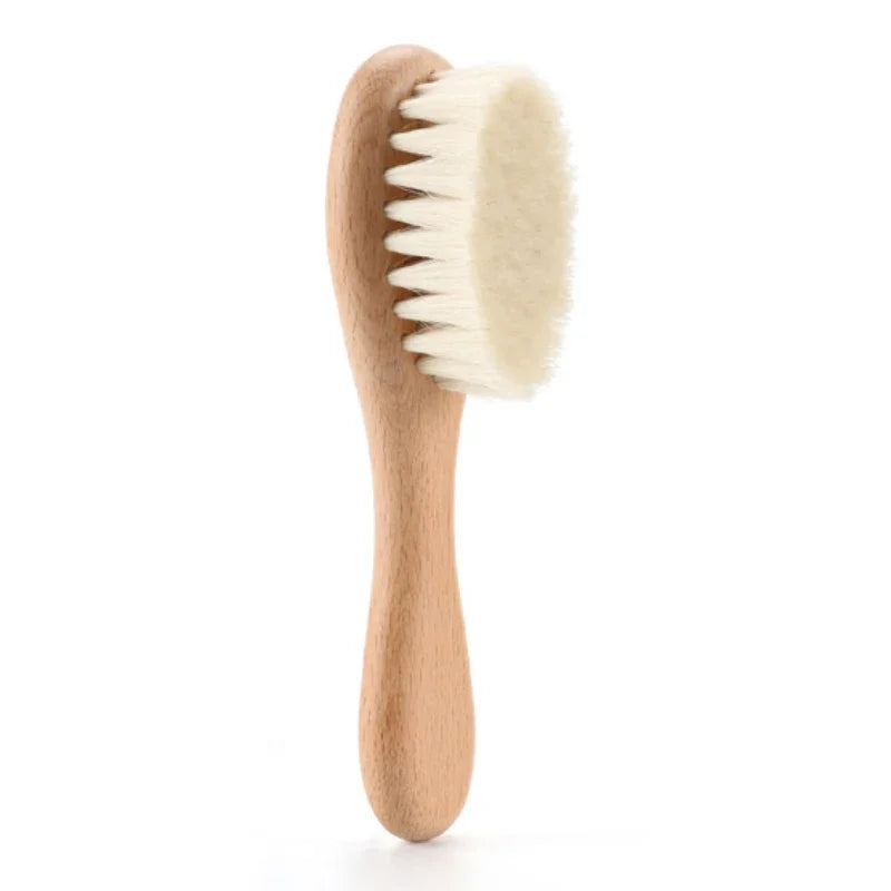Newborn Baby Wool Baby Wooden Brush Comb Newborn Hair Brush Infant Head Massager Portable Baby Comb Hair Bath Brush Comb New