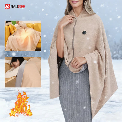 Heated Blanket USB Wearable Electric Blanket Portable Warmer Blanket for Shoulder Electric Heating Shawl with 3 Tem Setting