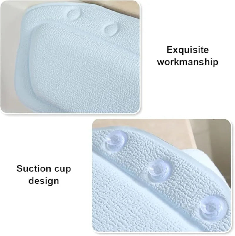 Anti-Slip Bath Pillow, PVC Foam Spa Bathtub Cushion with Suction Cups